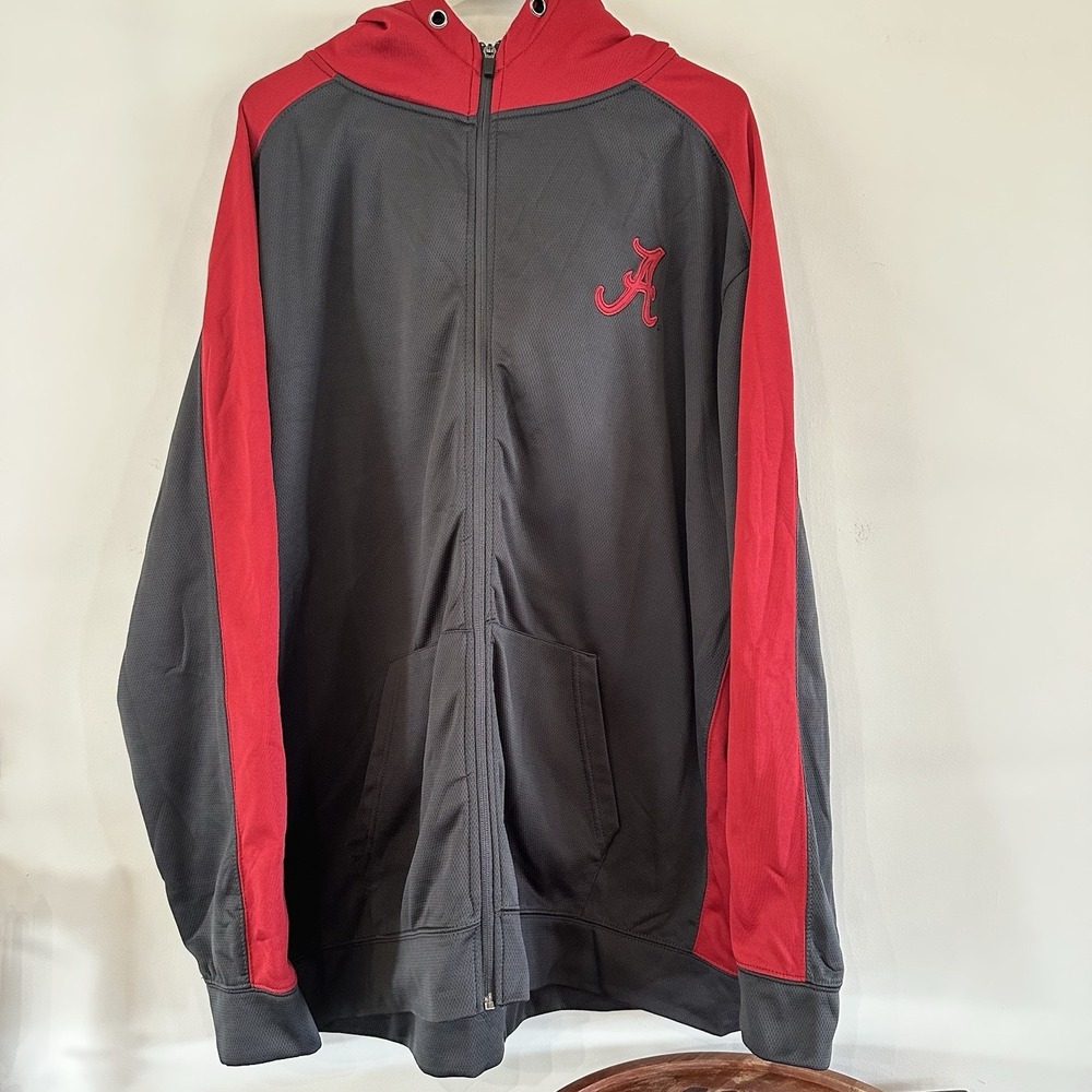 Men's 3XL Colosseum‎ Alabama Crimson Tide Zip Hooded Sweatshirt Hoodie Gray Red